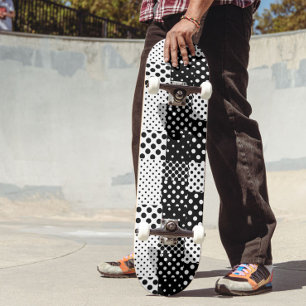 Skateboard Moda de lunares en blanco y negro Diseño de estilo