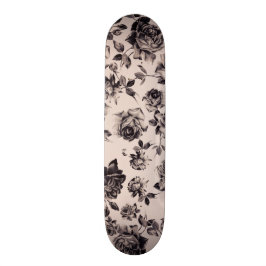 Skateboard Moda de moda Blanco y Negro Vintage Elegante Flora
