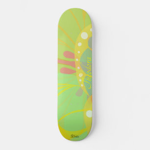Skateboard Moda Moto azul amarillo mariposa dorada