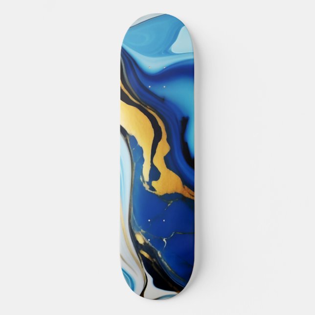 Skateboard Moda Pastel oro azul Faux Marble (Anverso)