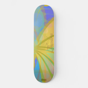 Skateboard Moda Patrón de mariposa dorada Bleu Peach