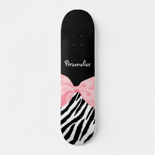 Skateboard Moda Zebra Print Soft Girly Light Cinta rosa