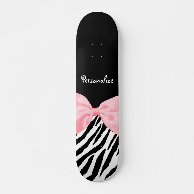 Skateboard Moda Zebra Print Soft Girly Light Cinta rosa (Anverso )