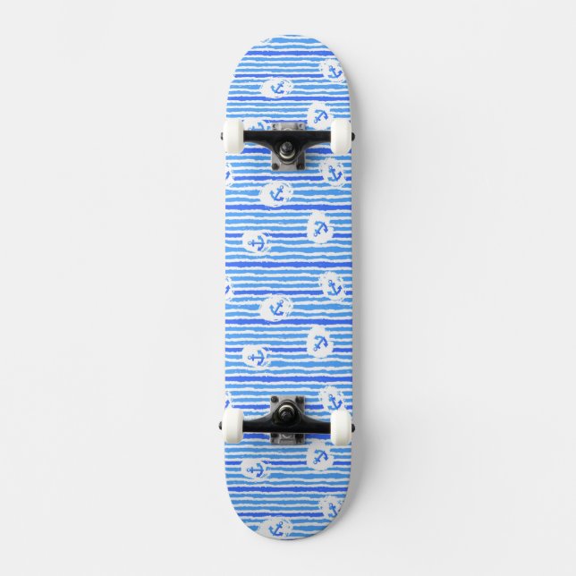 Skateboard Modelo 1 del ancla de la acuarela (Anverso)