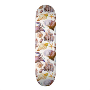 Skateboard Modelo 4 de la vida marina de la acuarela