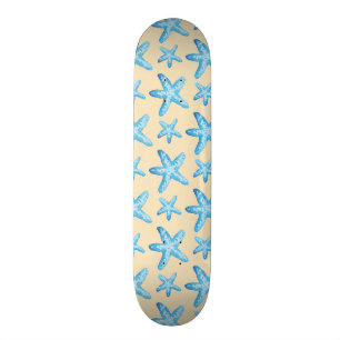 Skateboard Modelo azul de las estrellas de mar de la acuarela