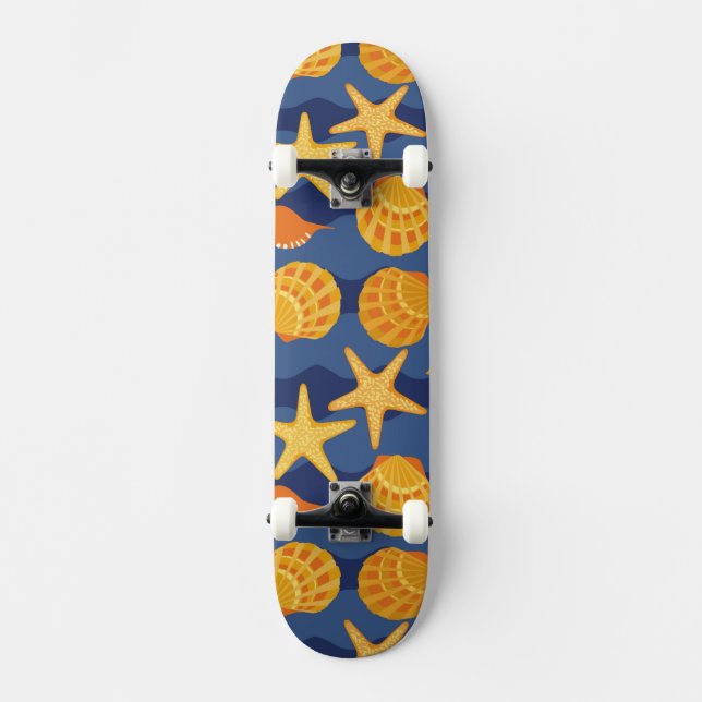 Skateboard Modelo azul y anaranjado del Seashell (Anverso)