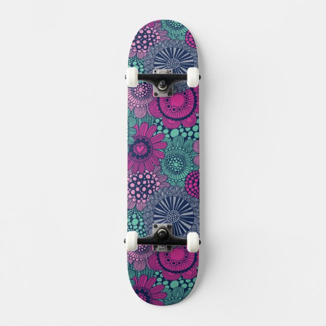 Skateboard Modelo brillante elegante de flores magníficas (Anverso)