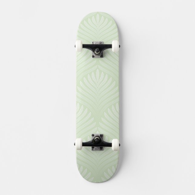Skateboard Modelo clásico del follaje en blanco y verde (Anverso)