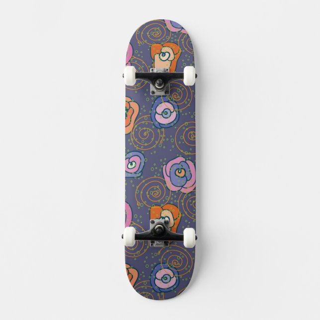 Skateboard Modelo color de rosa abstracto del campo (Anverso)
