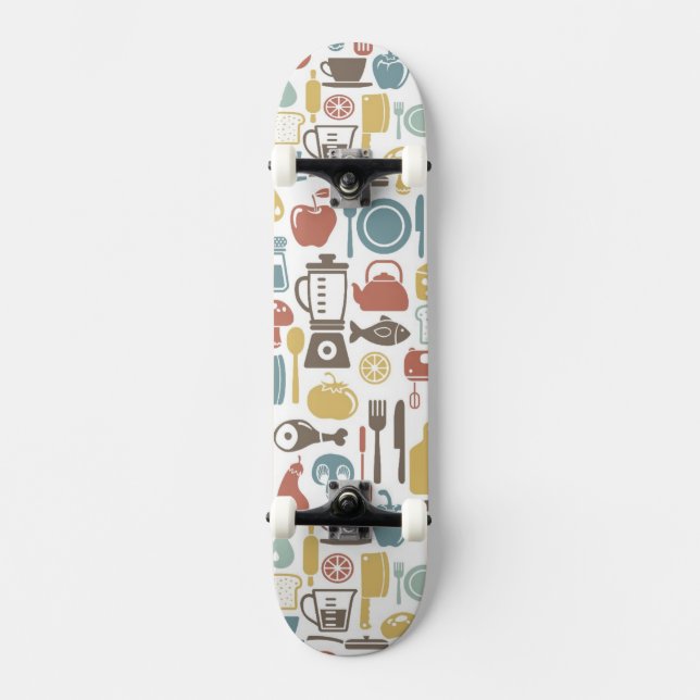 Skateboard Modelo con cocinar iconos (Anverso)