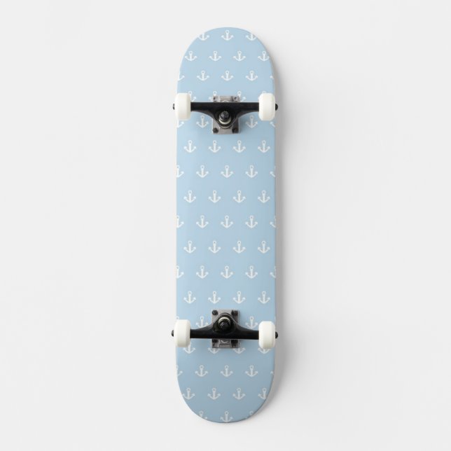 Skateboard Modelo con las anclas blancas en azul (Anverso)