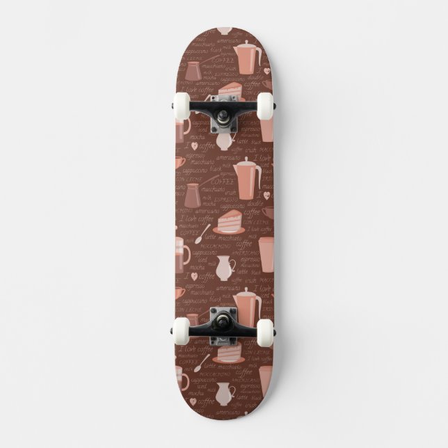 Skateboard Modelo con los elementos relacionados del café (Anverso)