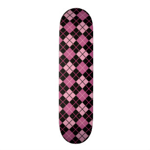 Skateboard Modelo de Argyle en negro y rosa