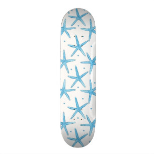 Skateboard Modelo de estrellas azul de mar de la acuarela