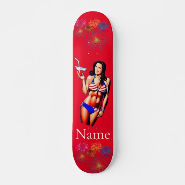 Skateboard Modelo de fitness bikini patriótico Thunder_Cove (Anverso )