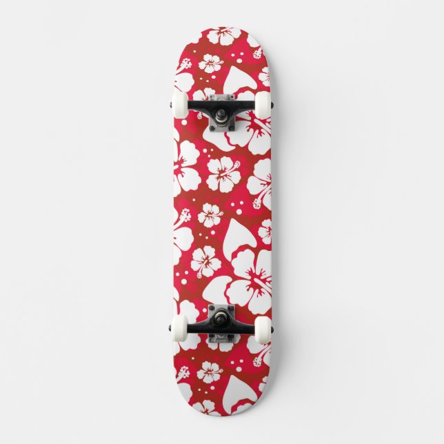 Skateboard Modelo de flores del hibisco (Anverso)