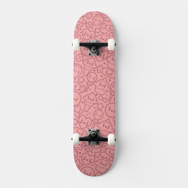 Skateboard Modelo de Kawaii con las tortas lindas (Anverso)