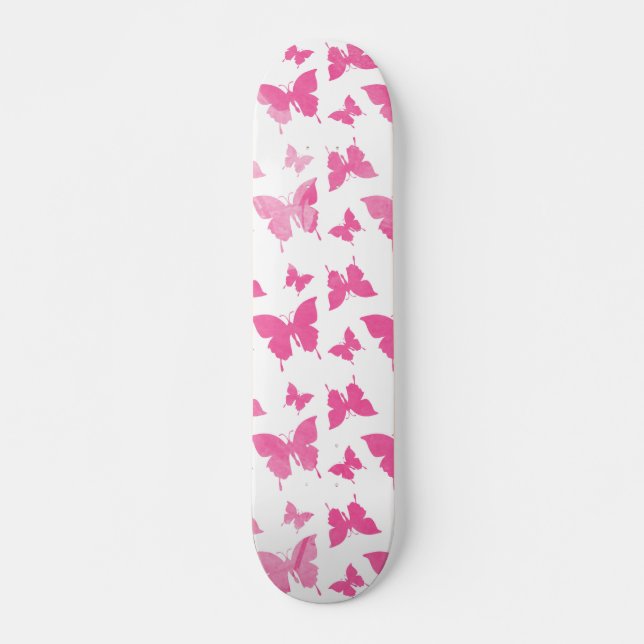 Skateboard Modelo de mariposas rosado lindo de la acuarela (Anverso )