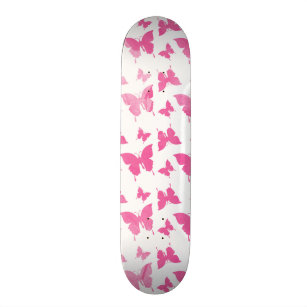 Skateboard Modelo de mariposas rosado lindo de la acuarela