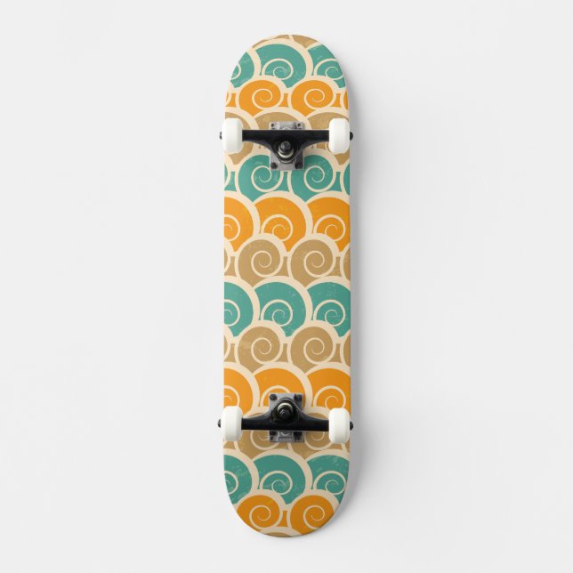 Skateboard Modelo de ondas de la acuarela (Anverso)