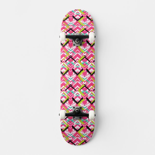 Skateboard Modelo de zigzag rosado dibujado mano (Anverso)