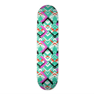 Skateboard Modelo de zigzag verde azulado dibujado mano