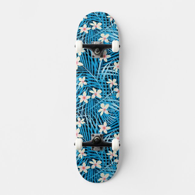 Skateboard Modelo del azul de las hojas de palma (Anverso)