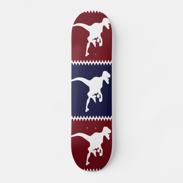 Skateboard Modelo del cuadrado del dinosaurio del rojo azul T (Anverso)