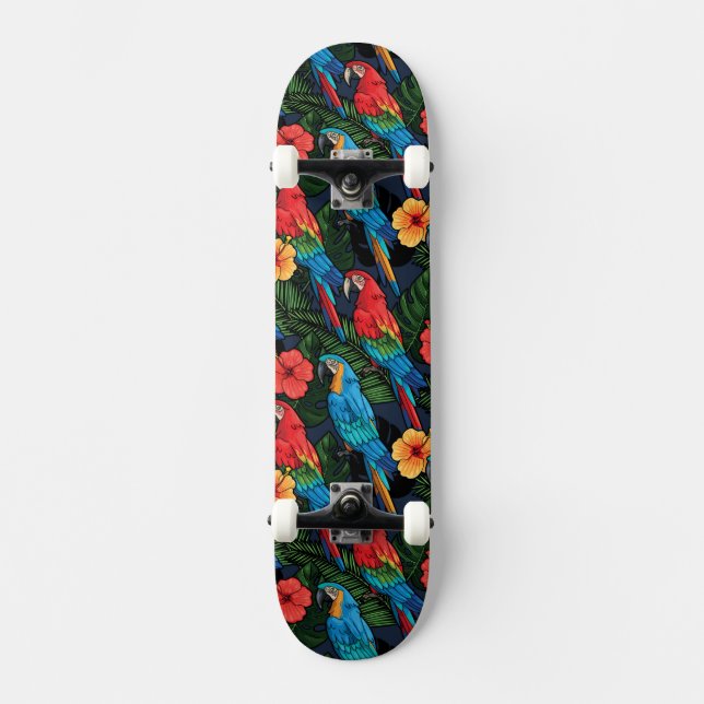 Skateboard Modelo del Macaw y del hibisco (Anverso)