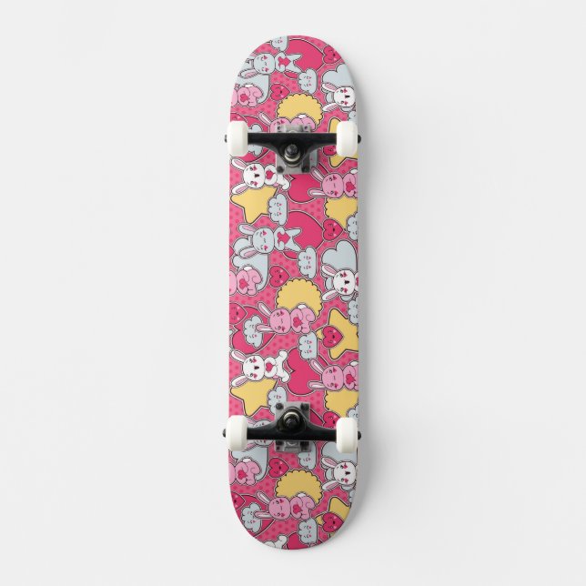 Skateboard Modelo del niño de Kawaii con Doodles lindos (Anverso)