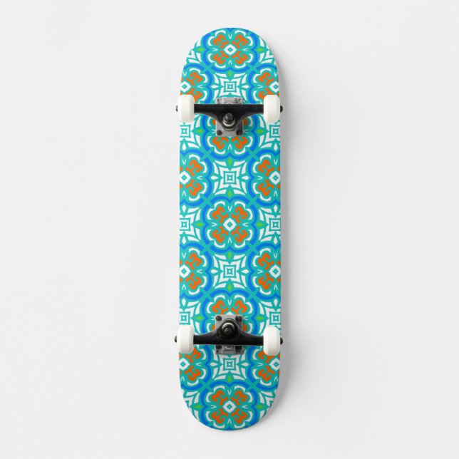 Skateboard Modelo étnico verde azulado (Anverso)