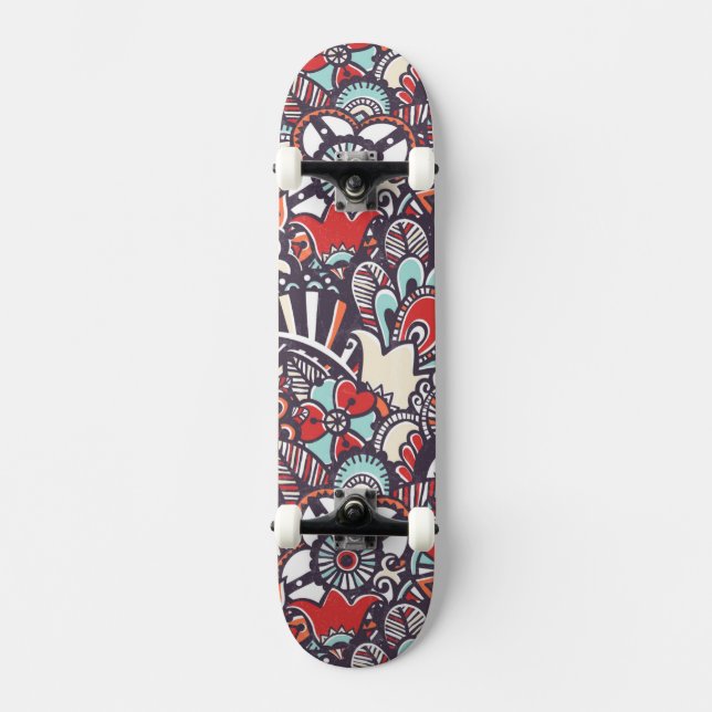 Skateboard Modelo floral del Doodle de Paisley (Anverso)