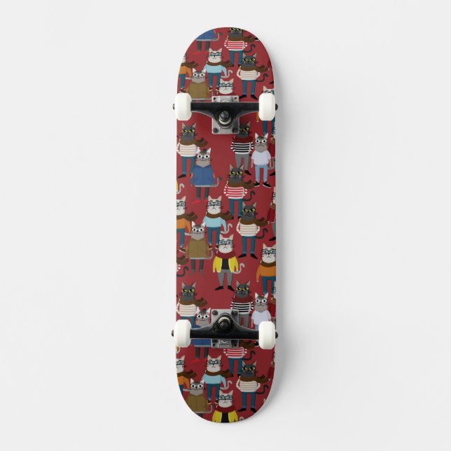 Skateboard Modelo fresco del gato del inconformista (Anverso)