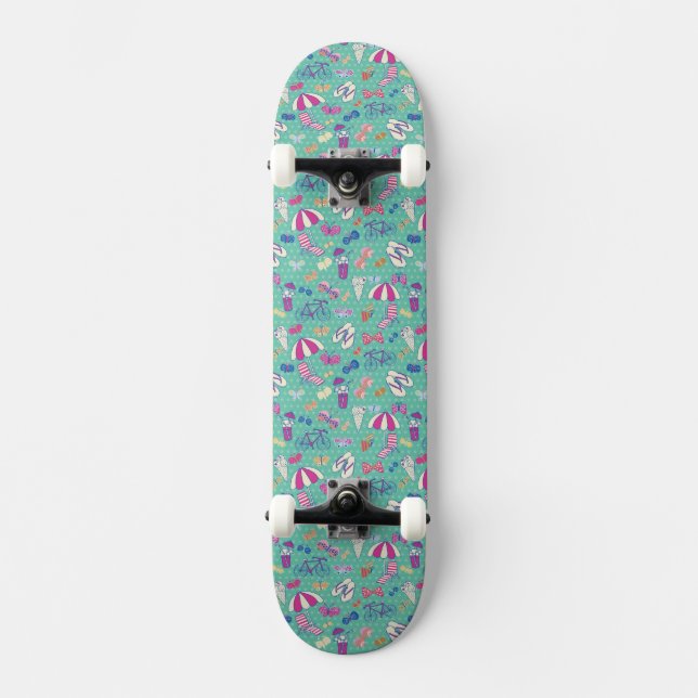 Skateboard Modelo hermoso con los elementos del verano (Anverso)