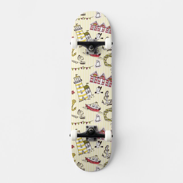 Skateboard Modelo lindo de la escena de la playa (Anverso)