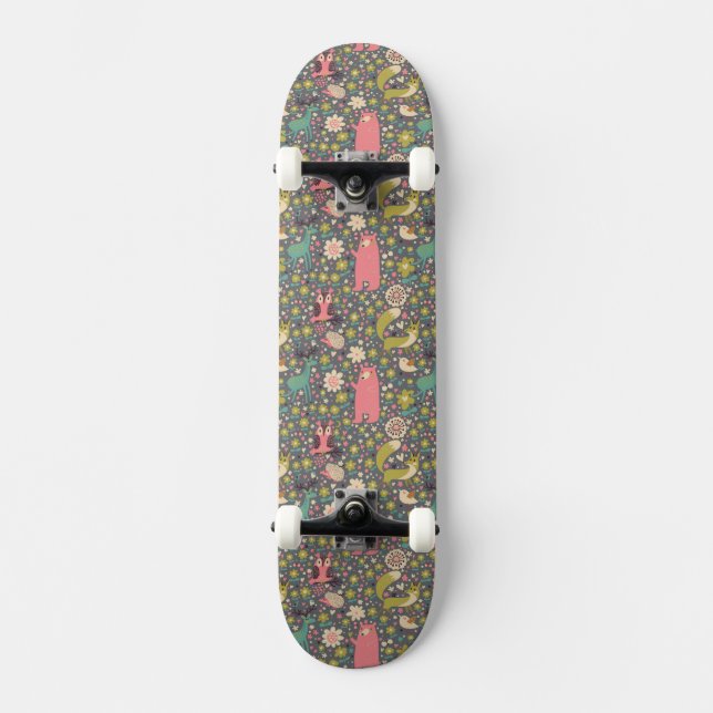 Skateboard Modelo lindo de los animales del bosque (Anverso)