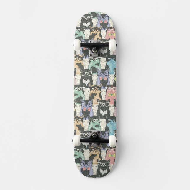 Skateboard Modelo lindo de los gatos del inconformista (Anverso)