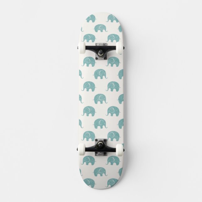 Skateboard Modelo lindo verde azulado del elefante (Anverso)