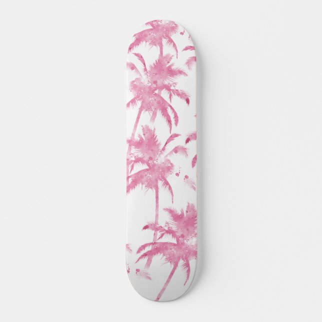 Skateboard Modelo moderno de la palmera de la acuarela rosada (Anverso )
