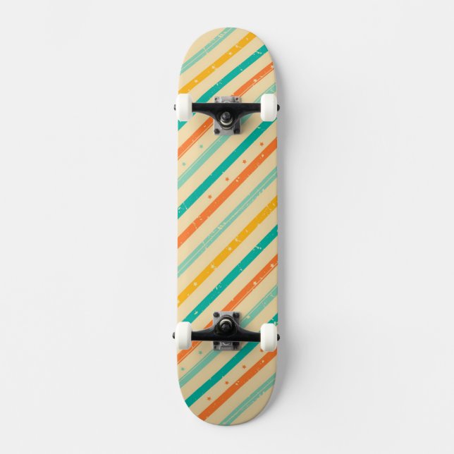 Skateboard Modelo rayado del grunge retro (Anverso)
