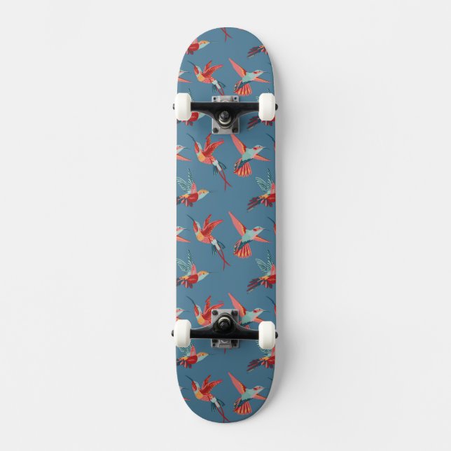 Skateboard Modelo retro del colibrí (Anverso)