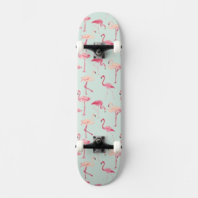 Skateboard Modelo retro del flamenco (Anverso)