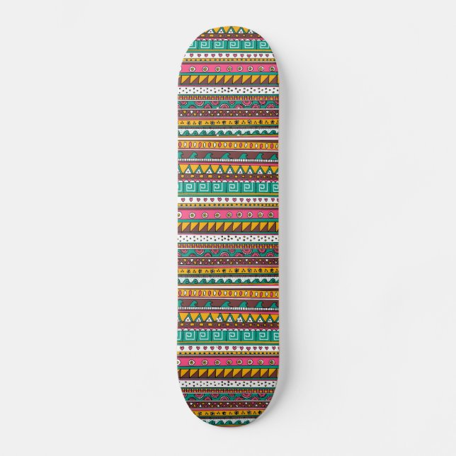 Skateboard Modelo tribal colorido (Anverso)