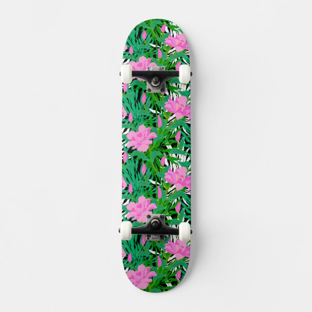 Skateboard Modelo tropical con las flores de la selva (Anverso)