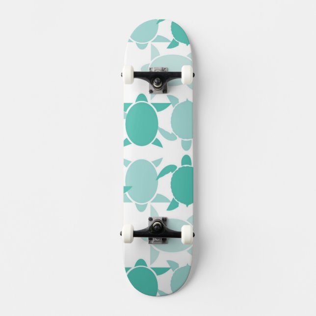 Skateboard Modelo verde azulado de la tortuga (Anverso)