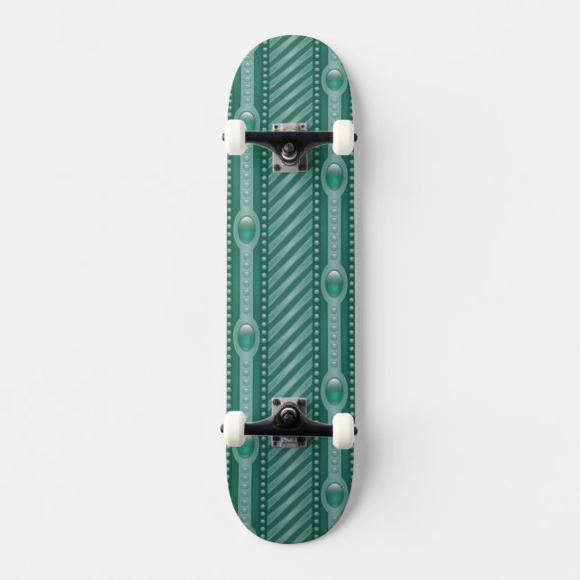 Skateboard Modelo verde azulado ornamental (Anverso)