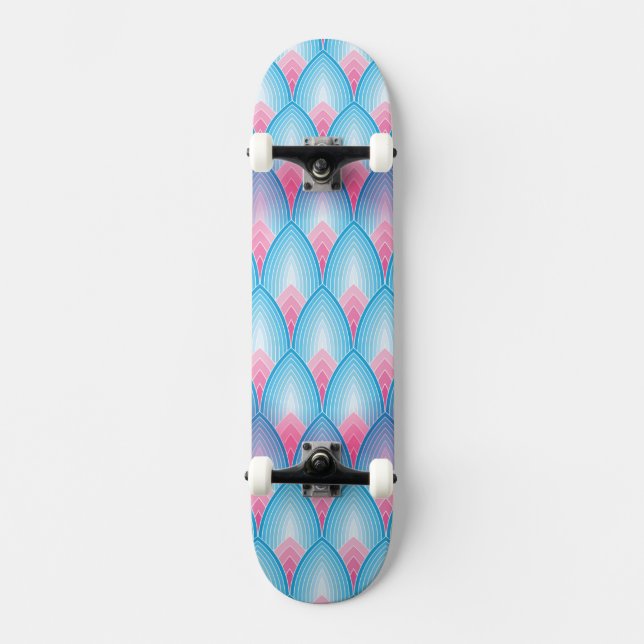 Skateboard Modelo verde azulado y rosado del pétalo (Anverso)