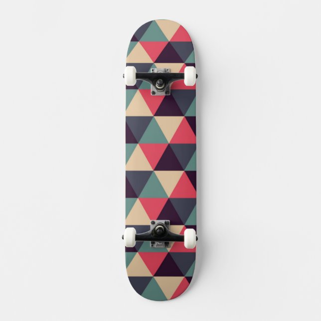 Skateboard Modelo verde azulado y rosado del triángulo (Anverso)