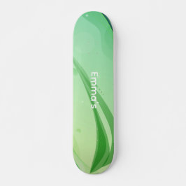 Skateboard Modern Abstract Green Fluid Waves & Geometric Grap